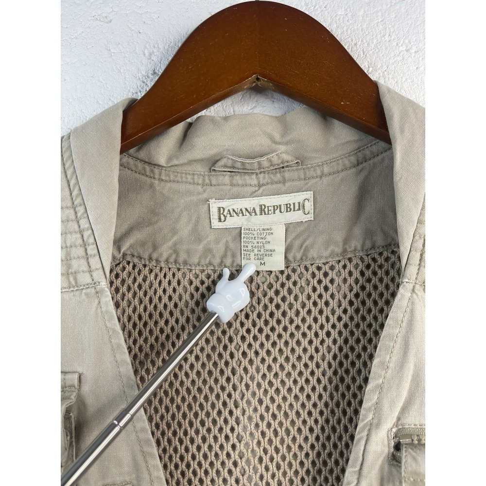 VTG  Banana Republic Men's Safari Utility Vest‎ Multi-Pocket Tactical Outdoors M - Picture 2 of 9